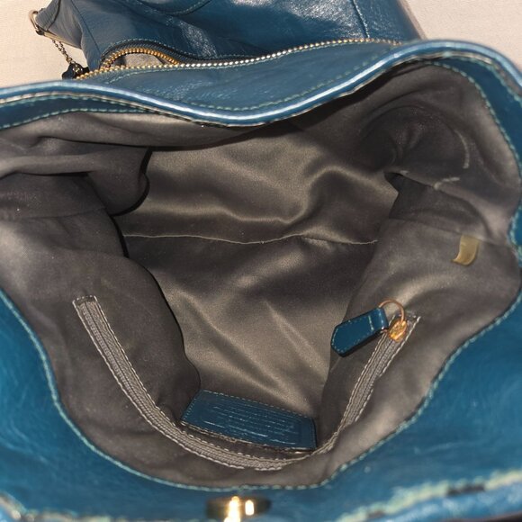 Coach 2013 Teal Madison Phoebe Gathered Twist Leather Shoulder Bag  No. 26257 - Picture 12 of 14